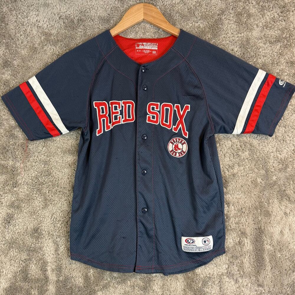 Vintage Red Sox Jersey Button Up Retro 34 David Ortiz Big Papi True Fan